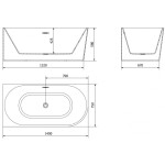 MEXEN/S - Mia voľne stojaca rohová vaňa ľavá 140 x 75, biela, sifón a prepad zlatá kartáčovaná 52691407500L-55