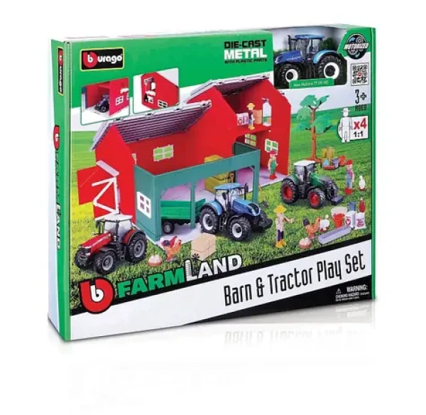 Bburago FARMLAND Set Stodola s traktorom