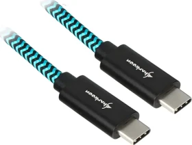Sharkoon USB-C 3.2 Gen 2 čierna, modrá / USB kábel USB-C - USB-C / Opletený / Hliníkové konektory / 0,5 m (4044951027132)