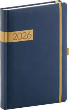 NOTIQUE Denný diár Twill 2026 modro-zlatý / 15 x 21 cm (PGD-DA5TW-6016)