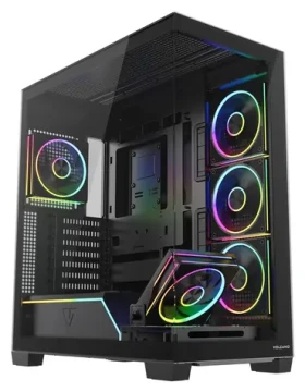 Modecom Volcano Stellar PLUS ARGB 5F čierna / Skriňa / ATX / 1x USB-C / 2x USB 3.0 / 5x120mm ARGB / bez zdroja (AT-STELLAR-PLUS-5F-ARGB-10)