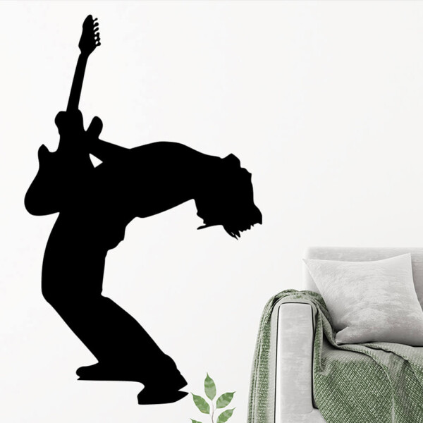 Veselá Stena Samolepka Silueta Rocker Farba: černá, Veľkosť: 100 x 61 cm