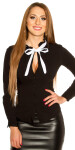 Sexy blouse with bow to tie Up black