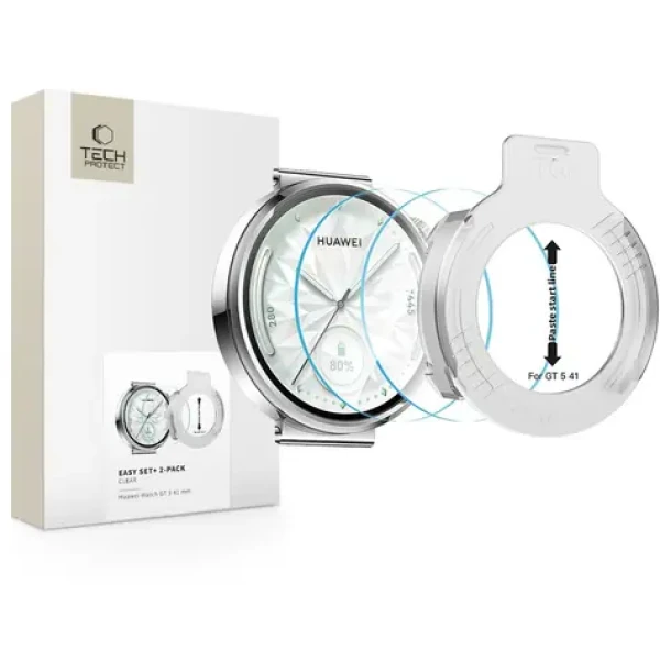 Tech-Protect Easy Set+ transparentné / Tvrdené sklo pre inteligentné hodinky / Huawei Watch GT 5 41 mm / 2 ks