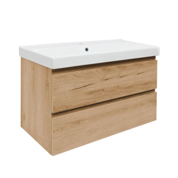 Kúpeľňová skrinka 2 zásuvková s umývadlom SAT B-Way 99x50x45 cm dub mat BWAY2100OAKU1BI BWAY2100OAKU1BI