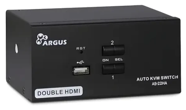 Inter-tech AS-22HA / KVM prepínač / 2 porty / HDMI / USB / kovové prevedenie (88887243)