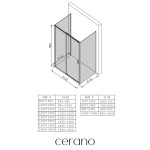 CERANO - Trostenný sprchovací kút Varone LINE UL/P - 6 mm - čierna matná, transparentné sklo - 120x80x195 - posuvný CER-DY505B-90138