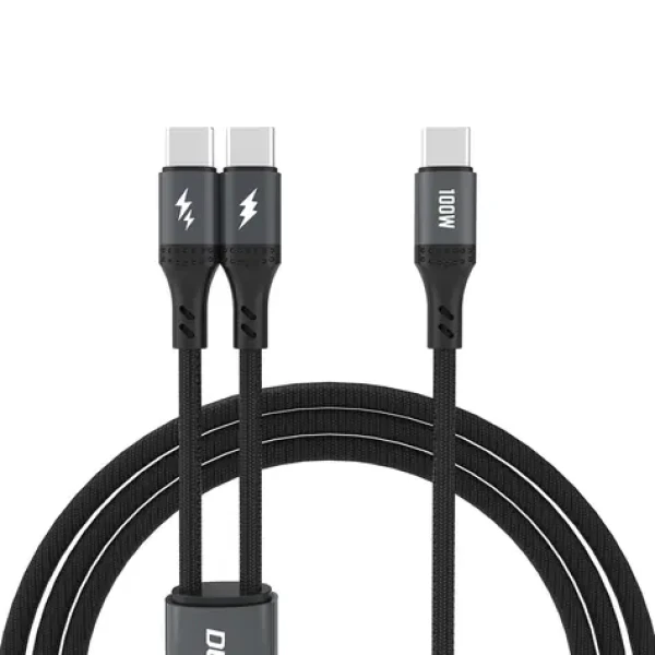 Dudao Dátový kábel L3F 2v1 / USB-C / USB-C / 100W / 1.2 m / čierna (181546)
