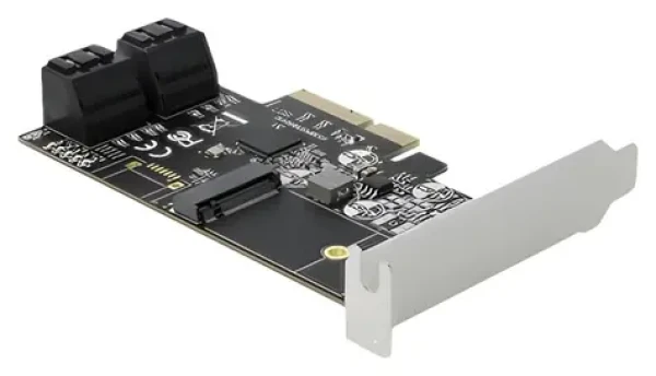 DeLock PCIe x4 karta 4X SATA + 1x M.2 / Radič / JMicron JMB585 / Serial-ATA 600 / Hot Swap / Low profile (90396)