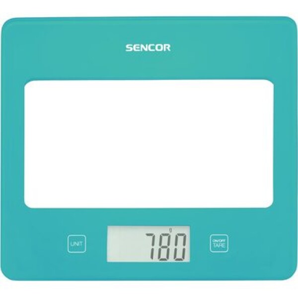 Sencor SKS 5037TQ zelená / digitálna kuchynská váha / max. 5 kg / funkcia TARE / dotyk. tlačidlá (8590669315086)