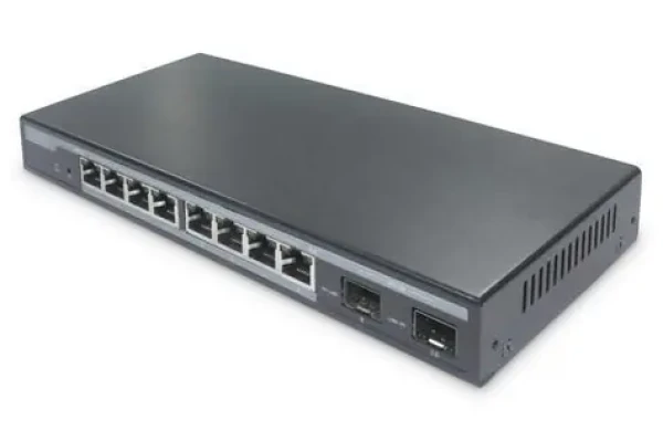 Digitus Switch 8- Port PoE+ čierna / Switch / Managed L2 / Gigabit / PoE 86 W / 2x SFP (DN-95344)