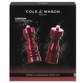 ColeMason London červená Gloss / Sada mlynčekov na soľ a korenie / bukové drevo / 18 cm / darčekové balenie (H233101)