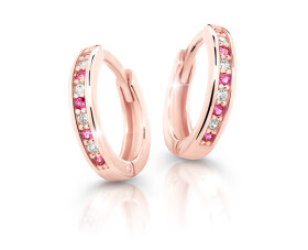 Cutie Jewellery Pôvabné kruhové náušnice z ružového zlata C3342-80-X-4 fuchsiová