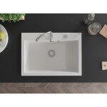MEXEN MEXEN - Elix granitový drez 1-miska 700 x 500 mm, biela, sifón chróm 6526701005-20
