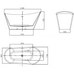 MEXEN/S - Dora voľne stojaca vaňa 150 x 75, biela, sifón a prepad nikel kartáčovaný 52071507500-97