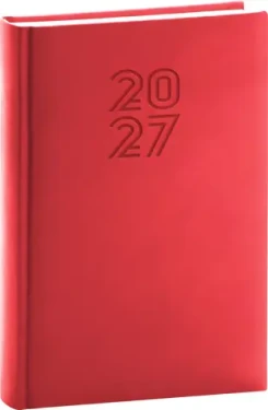 NOTIQUE Aprint 2027 červená / Denný diár / A5 / Česko-slovenské kalendářium