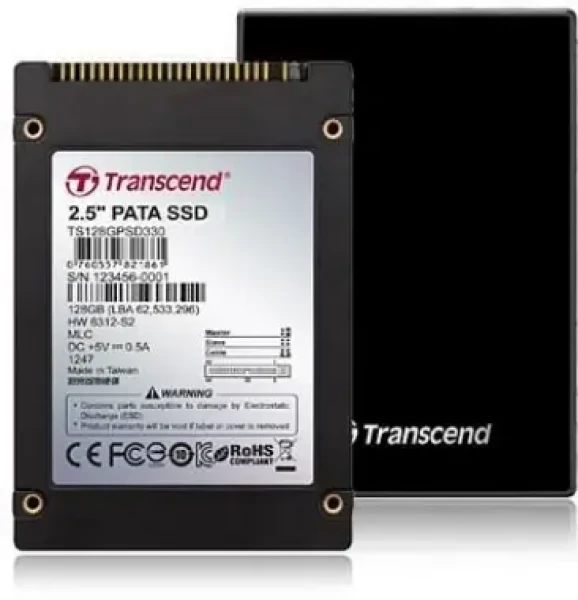Transcend PSD330 32GB / 2.5" IDE AHCI / MLC / RW: 119/36 MBps / IOPS: 3.5K/0.3K / MTBF 1mh / 2y (TS32GPSD330)
