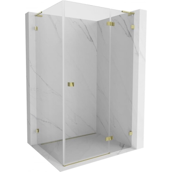MEXEN/S - Lunar L sprchový kút dvere krídlové pravá 70 x 90, transparent, zlato 834L-070-090-50-00-P