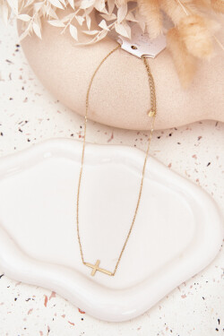 Náhrdelník S Křížkem Chirurgická Ocel Zlatý univerzální