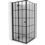 MEXEN/S - Mist-F sprchovací kút skladacie dvere ľavá 80 x 80, čierna kratka, čierna 8A6T-080-080-70-77-L