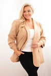 Dámska elegantná plus size bunda camel UNI