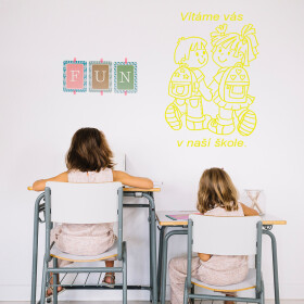 Veselá Stena Samolepka Vítame Vás v našej škole Farba: žltá, Veľkosť: 60 x 42 cm