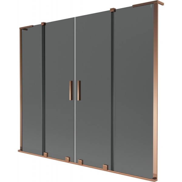 MEXEN/S - Velar L Duo dvojkrídlová posuvná vaňová zástena 180 x 150, grafit, ružové zlato 896-180-003-42-60