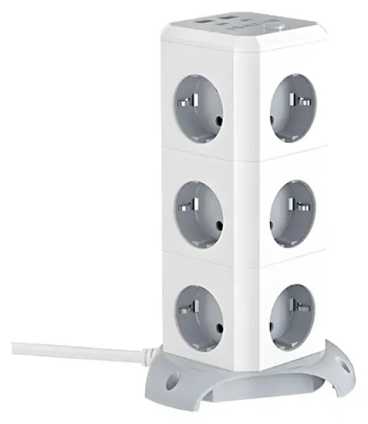BlitzWolf BW-EC3 / Vertikálny predlžovací kábel / 12 zásuviek / 2x USB-A + 2x USB-C / 1,8 m (BW-EC3)