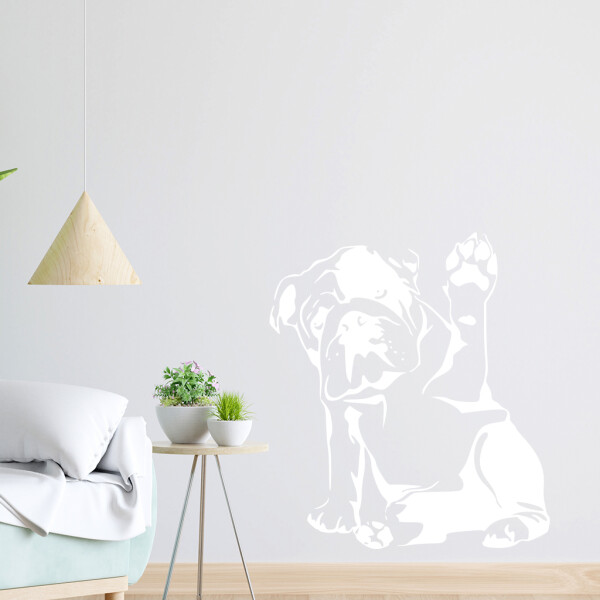 Veselá Stena Samolepka Buldog Farba: bílá, Veľkosť: 60 x 53 cm