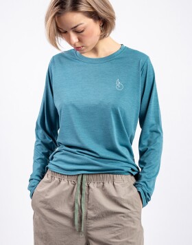 Patagonia W's L/S Cap Cool Daily Graphic Shirt - Waters Swelldrifter: Wetland Blue X-Dye L