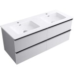 CERANO - Kúpeľňová skrinka Velora - biela matná, úchytka čierna + keramické umývadlo Novo - biela lesklá - 121x54,5x46,5 CER-979873