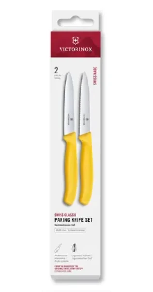 VICTORINOX Swiss Classic Kuchynský nôž 10 cm set 2 ks žltá / rovné a vrúbkované ostrie (6.7798.2C1)