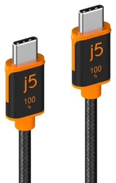 J5Create Nabíjací a dátový kábel USB-C - USB-C 100W čierna / Nabíjací kábel / 1,8 m (JUCX25L18-N)