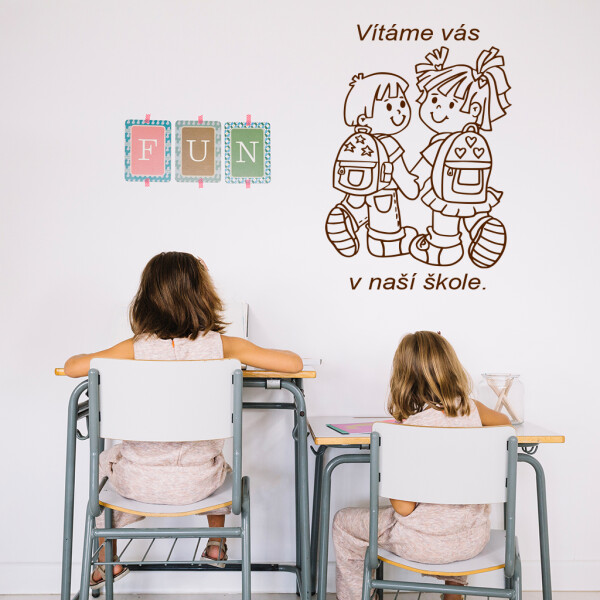 Veselá Stena Samolepka Vítame Vás v našej škole Farba: hnedá, Veľkosť: 40 x 28 cm