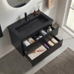 CERANO - Kúpeľňová skrinka Carole - čierna matná + umývadlo z lit. mramoru Ovo - čierna matná - 70,5x53x46,5 CER-8050BD85870