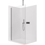 CERANO - Sprchová zástena Walk-in Onyx Top Cube Ľ/P - 8 mm - hranatá vzpera - čierna matná, transparentné sklo - 30x200 CER-DY101B-50-206