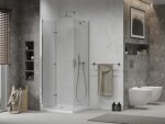 MEXEN/S - Sprchovací kút zalamovací Lima 90x90, sklo číre, chróm + vanička 856-090-090-00-00-4010