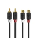 Nedis Stereo Audio kábel 2x RCA (M) - 2x RCA (F) 2.00 m čierna (CABW24205AT20)