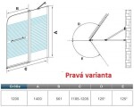 H K - Vaňová zástena S2 STRIPE 120x140cm - dvojdielna sklopná, číre sklo so vzorom, varianta ľavá SE-S2STRIPE-13
