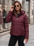 Dámska prešívaná bunda s kapucňou, bordová, FashionStreet TY5859 XL
