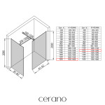 CERANO - Sprchová zástena Walk-in Onyx TL/P - 8 mm - hranatá vzpera - čierna matná, transparentné sklo - 160x120x200 CER-8050BD2854