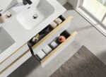 CERANO - Kúpeľňová skrinka Velora - biela matná, úchytka zlatá + keramické umývadlo Novo - biela lesklá - 121x54,5x46,5 CER-979883