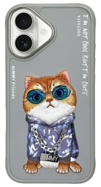 Nimmy Cool Cat kryt pre Apple iPhone 16 šedá / Kryt / Apple iPhone 16 (N-YJ-IP16-05-B)