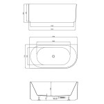 AQUALINE - TIBERA STRIP L rohová stojaca vaňa, 150x75cm, biela E1047G