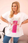 Dámska bavlnená blúzka v nadmernej veľkosti s potlačou "Day Dream" White + Pink UNI