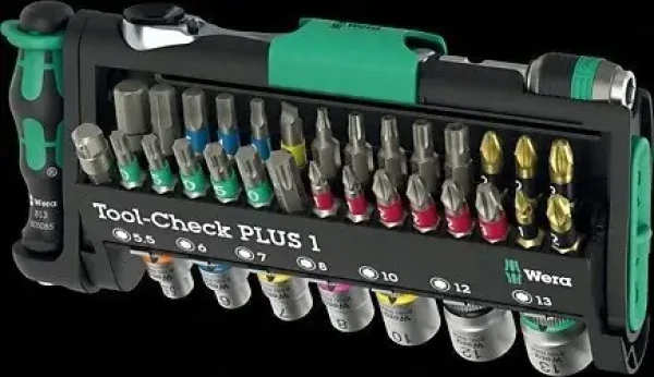 Wera Tool-Check PLUS 1 čierna/zelená / Sada bitov s račňou / 39 dielov / 1/4" (05049055001)