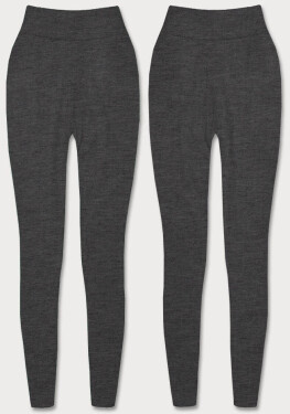 Tmavě šedé hrubší bavlněné legíny model 18406777 šedá M (38) - J.STYLE