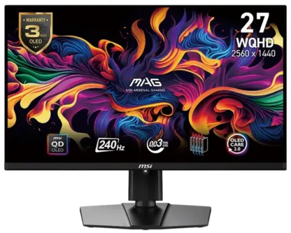 26.5" MSI MAG 271QPX QD-OLED E2 čierna / 2560 x 1440 / QD-OLED / 16:9 / 0.03ms / 1000cd-m2 / HDMI + DP + USB-C / VESA (4711377190312)