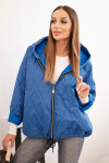 Dámska prešívaná bunda s kapucňou denimová modrá UNI