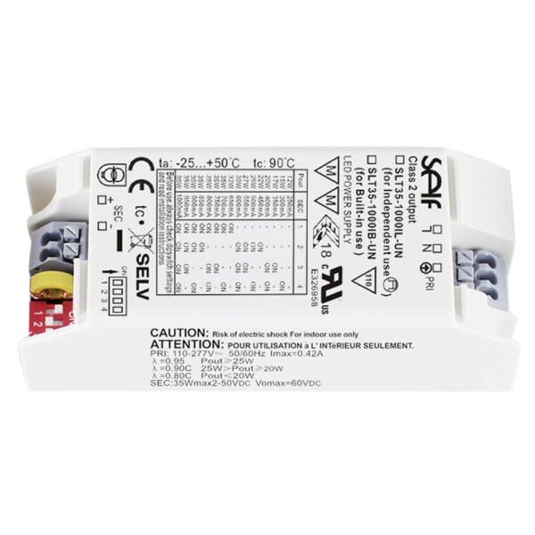 Self Electronics SLT35-1000IB-UN LED driver konštantný prúd 35 W 250 - 1000 mA 2 - 50 V/DC bez možnosti stmievania, schválenie nábytku, montáž na nehorľavom; SLT35-1000IB-UN
